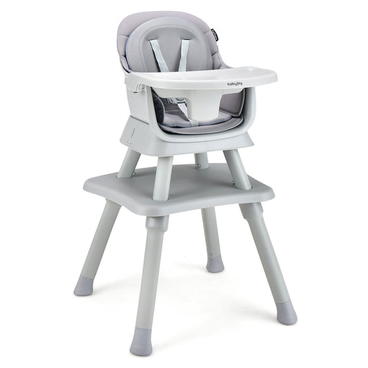 6-in-1 Convertible Baby High Chair with Adjustable Removable Tray, Gray High Chairs Gray at Gallery Canada