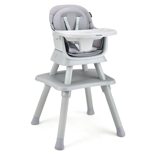 6-in-1 Convertible Baby High Chair with Adjustable Removable Tray, Gray