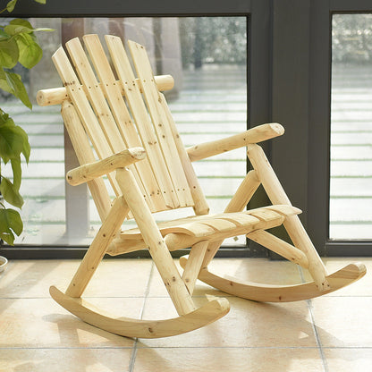 Wood Single Porch Rocker Lounge Patio Rocking Chair, Natural Patio Rocking Chairs & Gliders at Gallery Canada