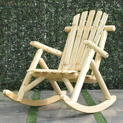 Wood Single Porch Rocker Lounge Patio Rocking Chair, Natural Patio Rocking Chairs & Gliders at Gallery Canada