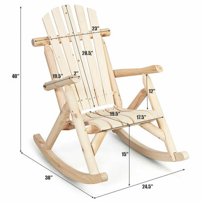 Wood Single Porch Rocker Lounge Patio Rocking Chair, Natural Patio Rocking Chairs & Gliders at Gallery Canada