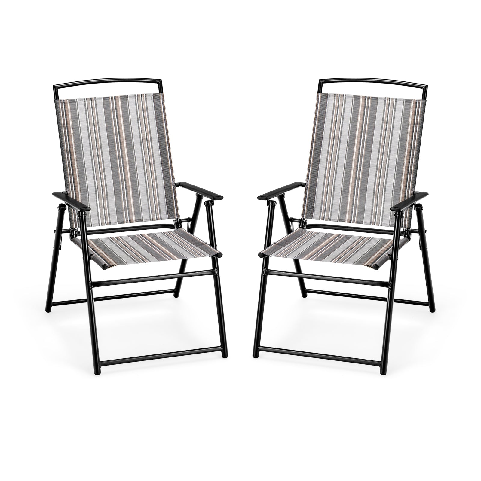 Set of 2 Patio Folding Sling Chairs Space-saving Dining Chair, Gray Patio Dining Chairs at Gallery Canada