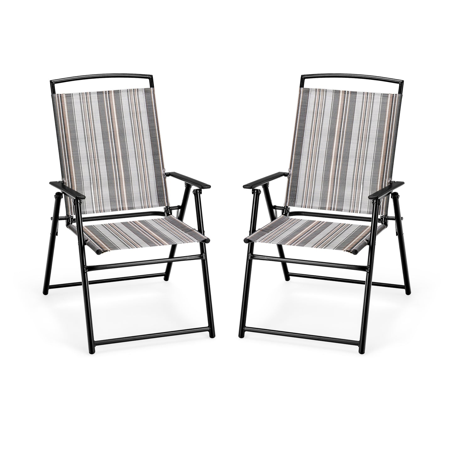 Set of 2 Patio Folding Sling Chairs Space-saving Dining Chair, Gray Patio Dining Chairs at Gallery Canada