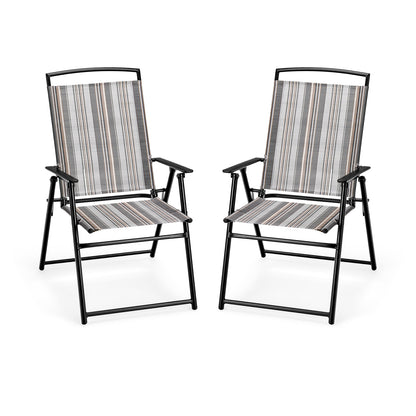 Set of 2 Patio Folding Sling Chairs Space-saving Dining Chair, Gray Patio Dining Chairs at Gallery Canada