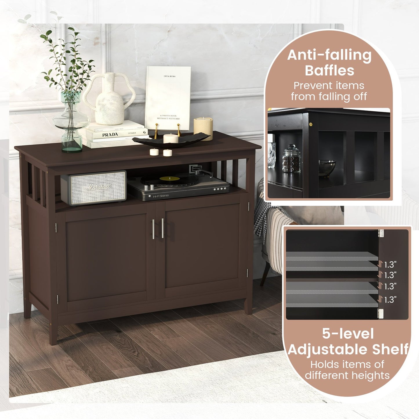 Modern Practical and Beautiful Wooden Kitchen Lockers with Large Storage Space, Brown - Gallery Canada