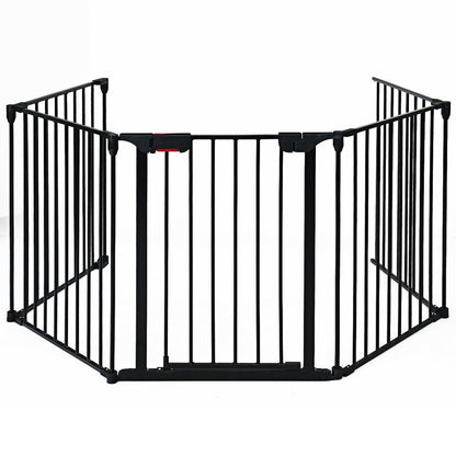 115 Inch, 5 Panel Adjustable Fireplace Fence, Black Pet Gate at Gallery Canada