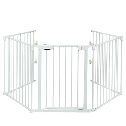 115 Inch 5 Panel Adjustable Wide Fireplace Fence, White Pet Gate White at Gallery Canada