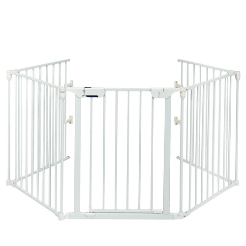 115 Inch 5 Panel Adjustable Wide Fireplace Fence, White