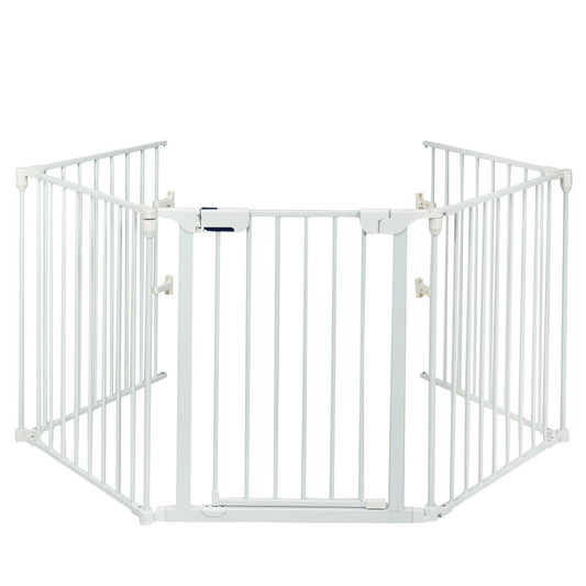 115 Inch 5 Panel Adjustable Wide Fireplace Fence, White Pet Gate White at Gallery Canada