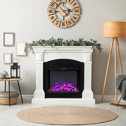 26 In Inset Electric Fireplace, Adjustable Flame, Black