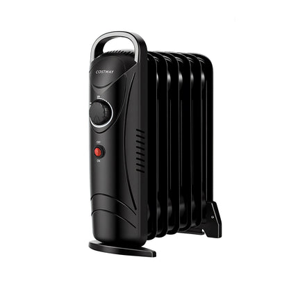 700W Electric Oil Filled Radiator Heater with Adjustable Thermostat, Black Appliances at Gallery Canada