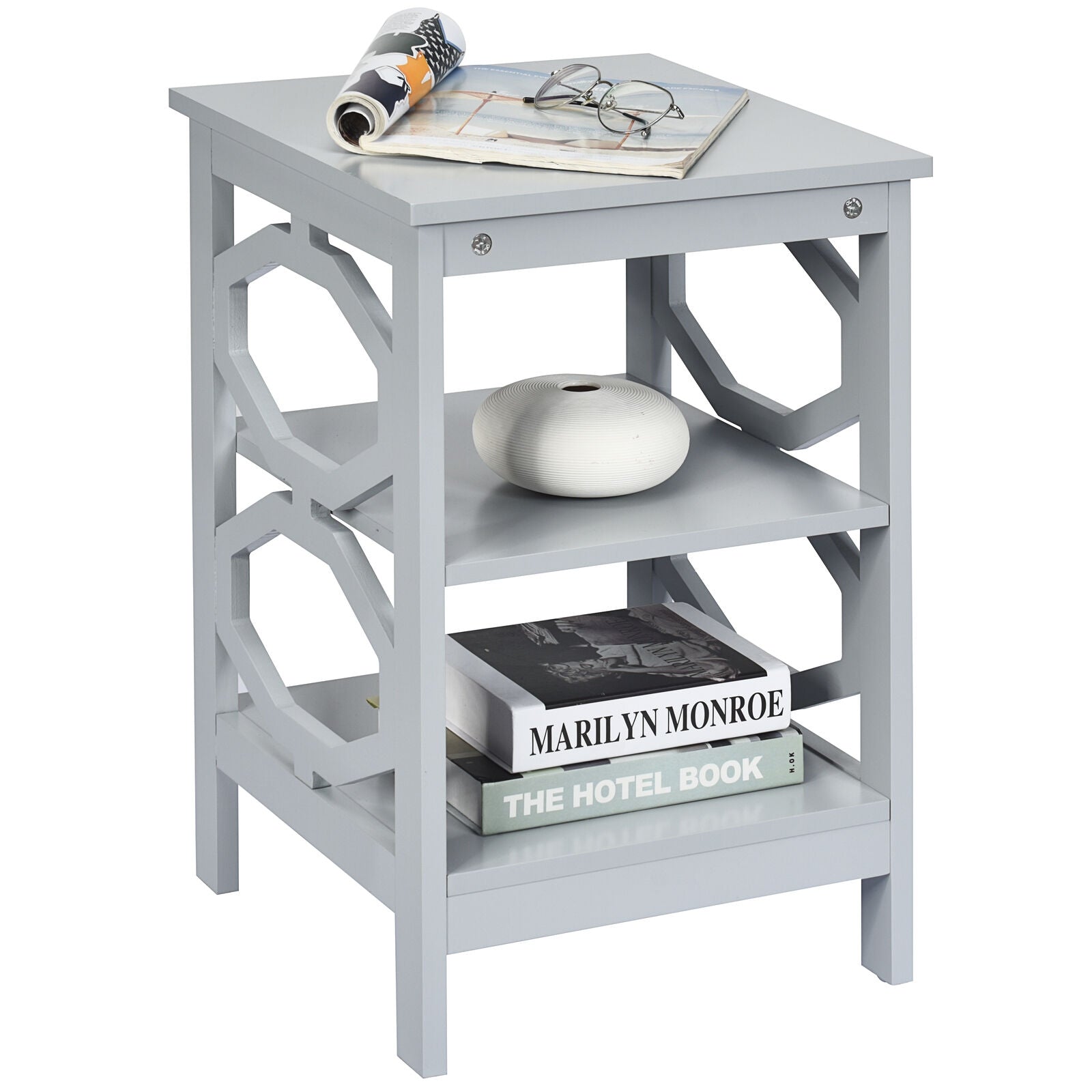 3 Tiers Nightstand Sofa Side End Accent Table, Gray End & Side Tables at Gallery Canada