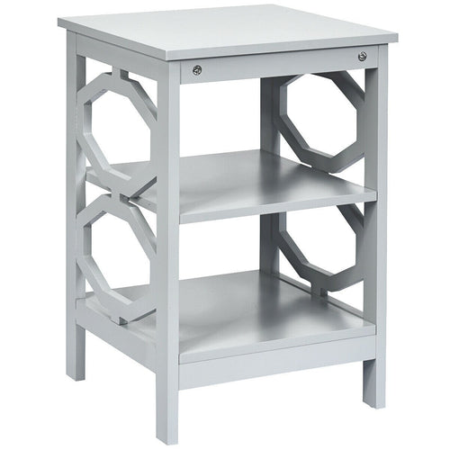 3 Tiers Nightstand Sofa Side End Accent Table, Gray