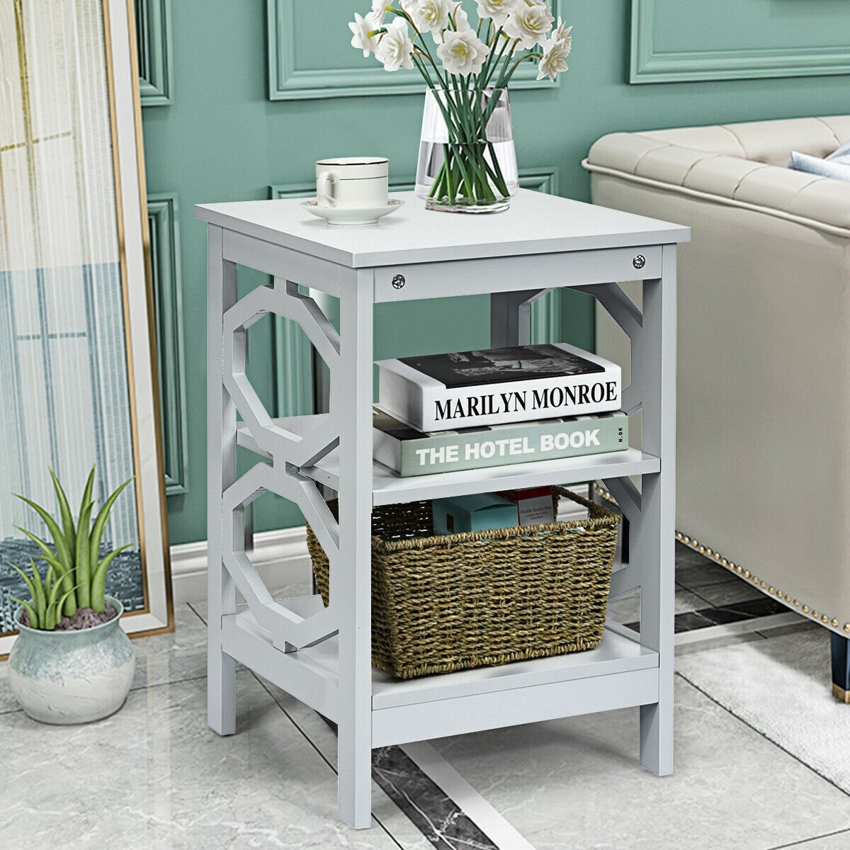 3 Tiers Nightstand Sofa Side End Accent Table, Gray End & Side Tables at Gallery Canada