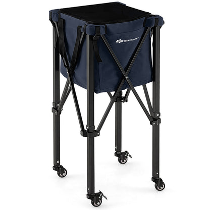 Lightweight Foldable Tennis Ball Teaching Cart with Wheels and Removable Bag, Blue Sport Equipments at Gallery Canada