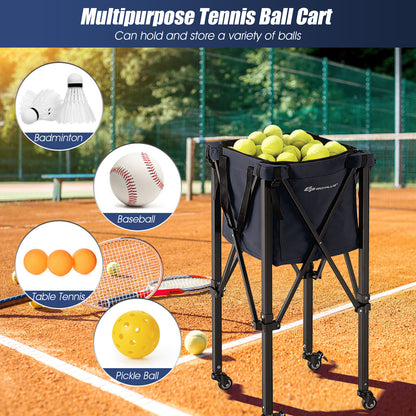 Lightweight Foldable Tennis Ball Teaching Cart with Wheels and Removable Bag, Blue Sport Equipments at Gallery Canada