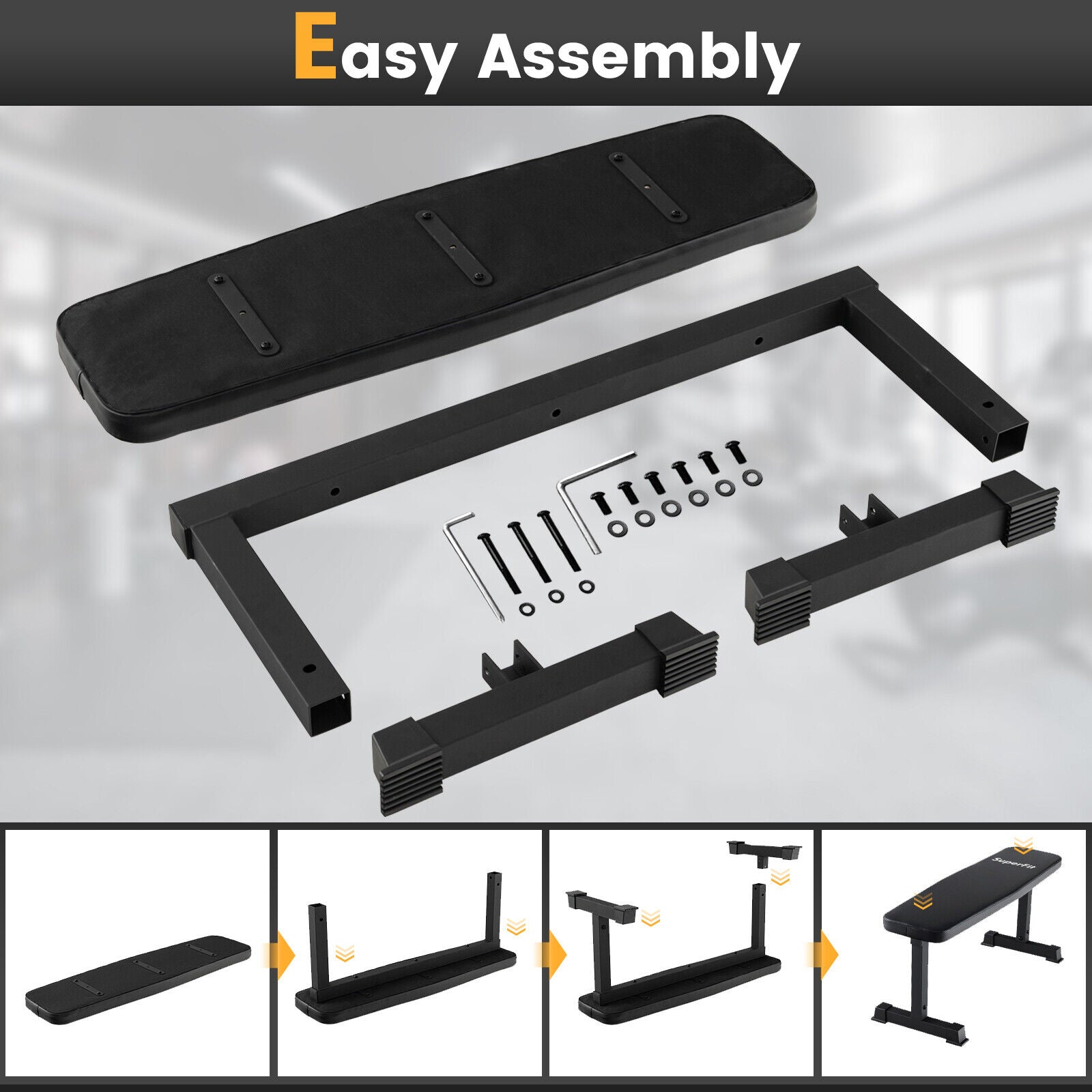 Flat Weight Bench 660 LBS Heavy Duty Strength Training Bench, Black Benches Racks & Bars at Gallery Canada
