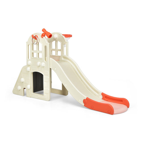 6-In-1 Large Kids Climber Slide Playset, Pink