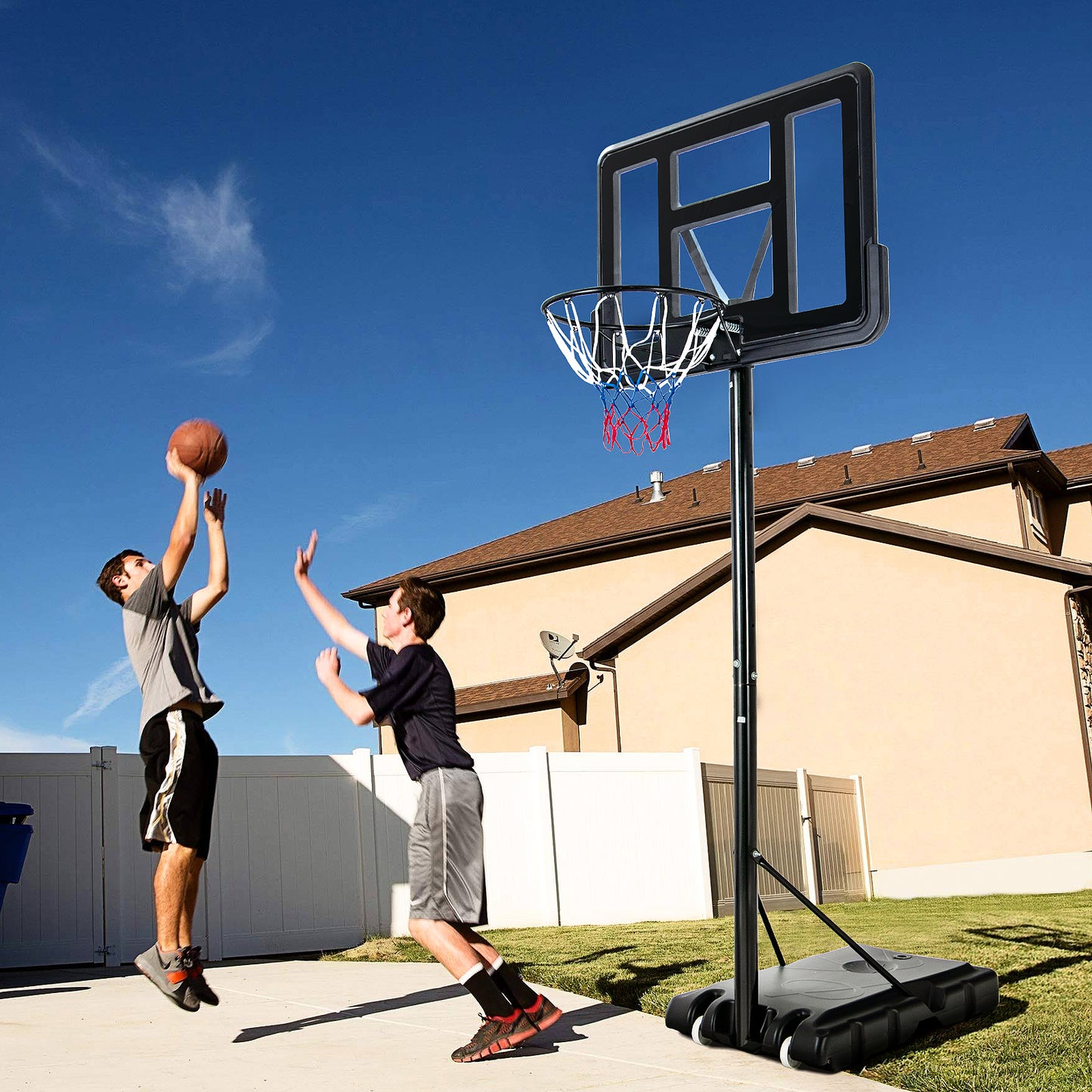 Adjustable Portable Basketball Hoop Stand with Shatterproof Backboard Wheels, Black Sport Equipments at Gallery Canada