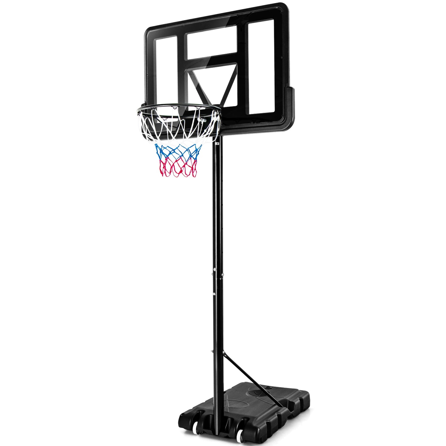 Adjustable Portable Basketball Hoop Stand with Shatterproof Backboard Wheels, Black Sport Equipments Black at Gallery Canada