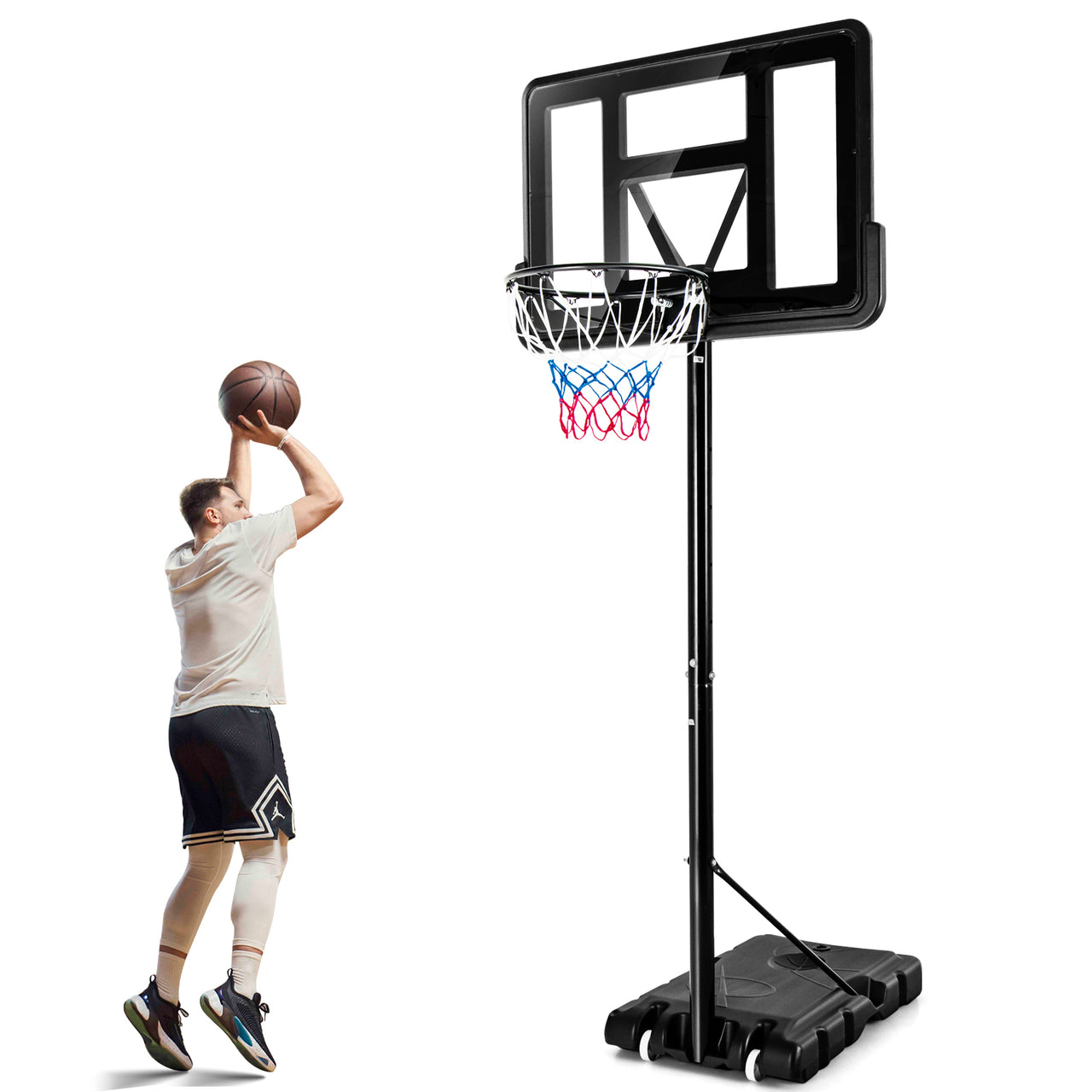 Adjustable Portable Basketball Hoop Stand with Shatterproof Backboard Wheels - Gallery View 4 of 10