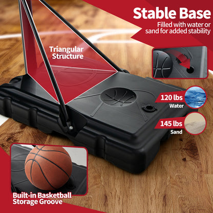 Adjustable Portable Basketball Hoop Stand with Shatterproof Backboard Wheels, Black Sport Equipments at Gallery Canada
