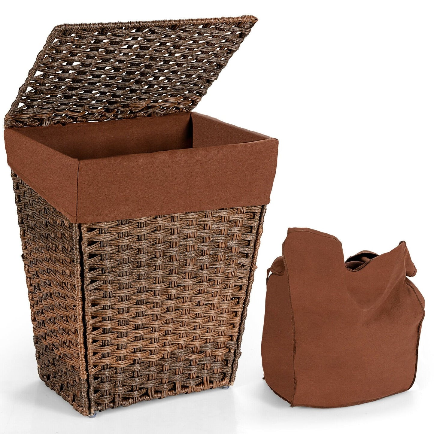 Foldable Handwoven Laundry Hamper with Removable Liner, Brown at Gallery Canada