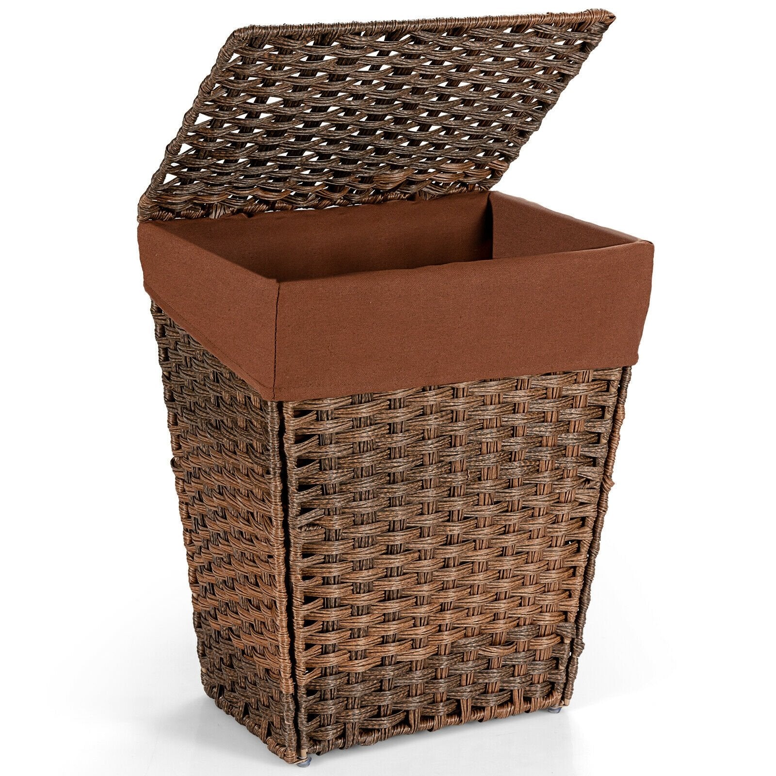 Foldable Handwoven Laundry Hamper with Removable Liner, Brown at Gallery Canada