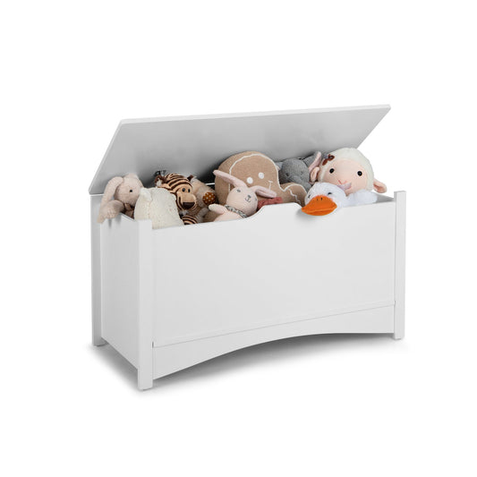 Kid's Toy Box with Flip-Top Lid and Cut-Out Pulls, White