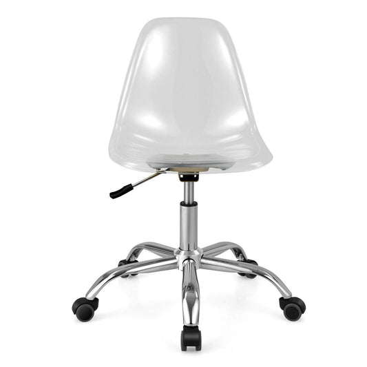 Swivel Armless Adjustable Height Office Chair, Transparent