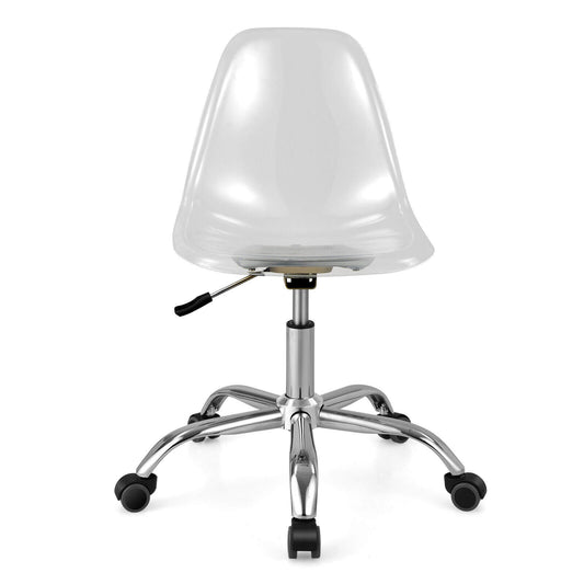 Swivel Acrylic Armless Adjustable Height Office Chair, Transparent - Gallery Canada