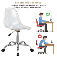 Thumbnail for Swivel Acrylic Armless Adjustable Height Office Chair - Gallery View 8 of 11