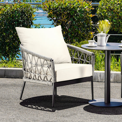 Deep Seat Chair Cushion Pads Set with Rope Belts for Indoor and Outdoor, Beige - Gallery Canada