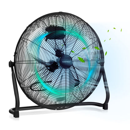 3-Speed High Velocity Floor Fan with Adjustable Tilt Angle and Handle, Black Fans at Gallery Canada