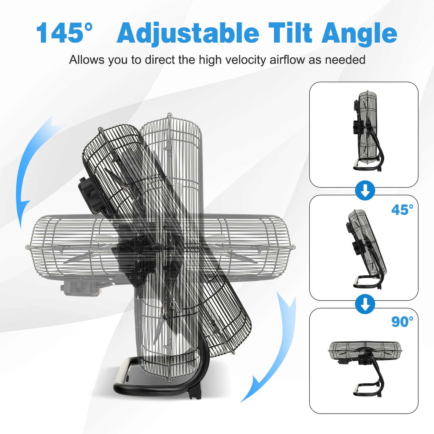3-Speed High Velocity Floor Fan with Adjustable Tilt Angle and Handle, Black Fans at Gallery Canada