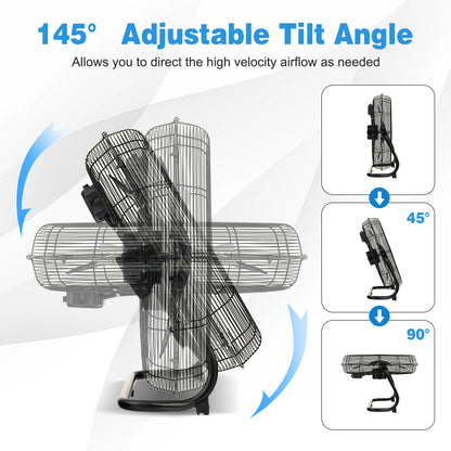 3-Speed High Velocity Floor Fan with Adjustable Tilt Angle and Handle, Black Fans at Gallery Canada
