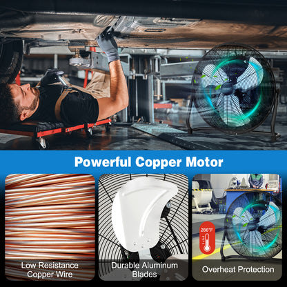 3-Speed High Velocity Floor Fan with Adjustable Tilt Angle and Handle, Black Fans at Gallery Canada