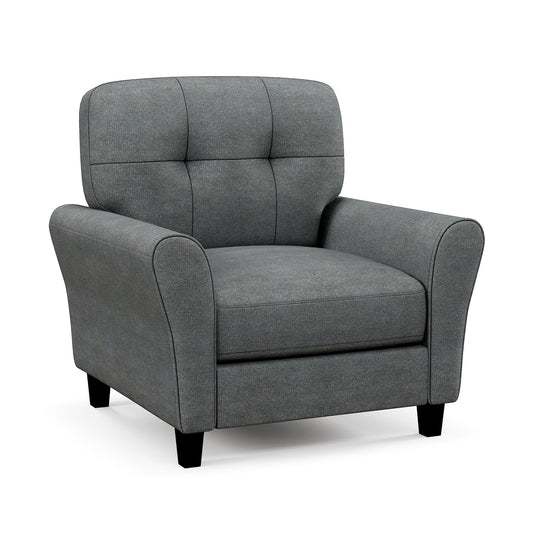 Modern Upholstered Accent Chair with Rubber Wood Legs, Gray - Gallery Canada
