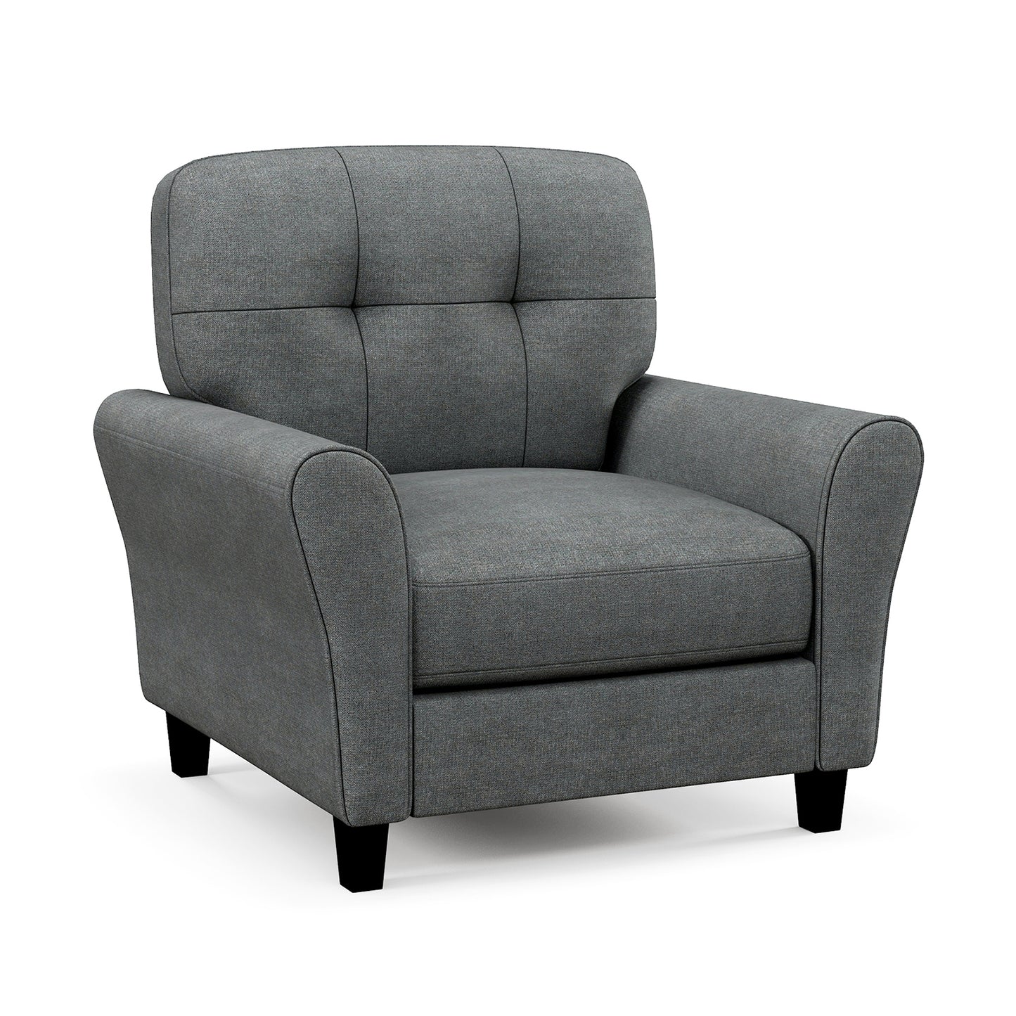 Modern Upholstered Accent Chair with Rubber Wood Legs, Gray Accent Chairs at Gallery Canada