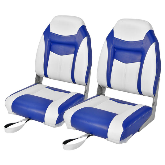 2 Pieces High Back Folding Boat Seat Set with Sponge Cushion, Blue Water Sports Blue at Gallery Canada