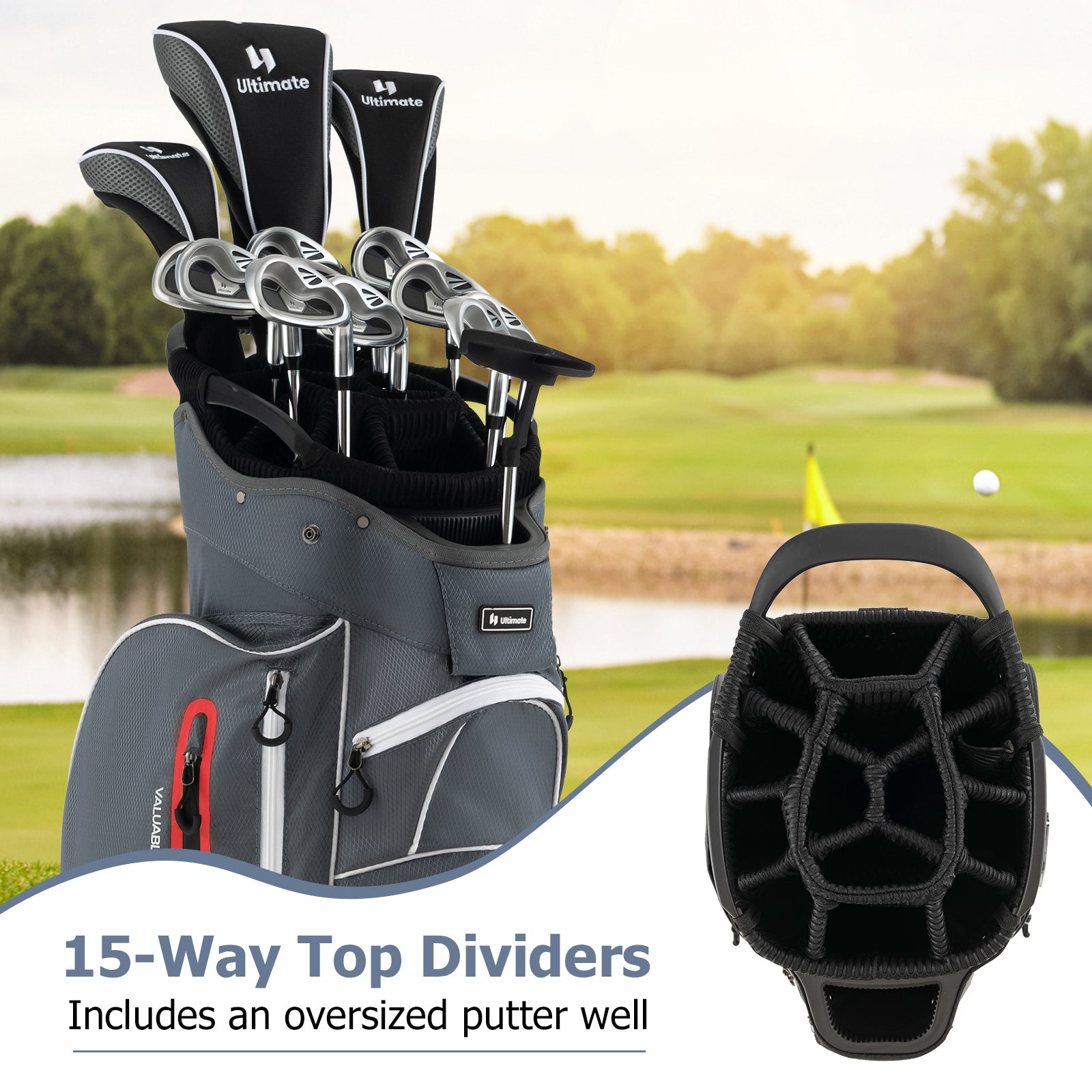 9.5 Inch Lightweight Golf Cart Bag with 15 Way Top Dividers, Red Golf at Gallery Canada