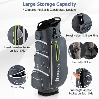 9.5 Inch Lightweight Golf Cart Bag, 15 Way Top Dividers, Green Golf at Gallery Canada