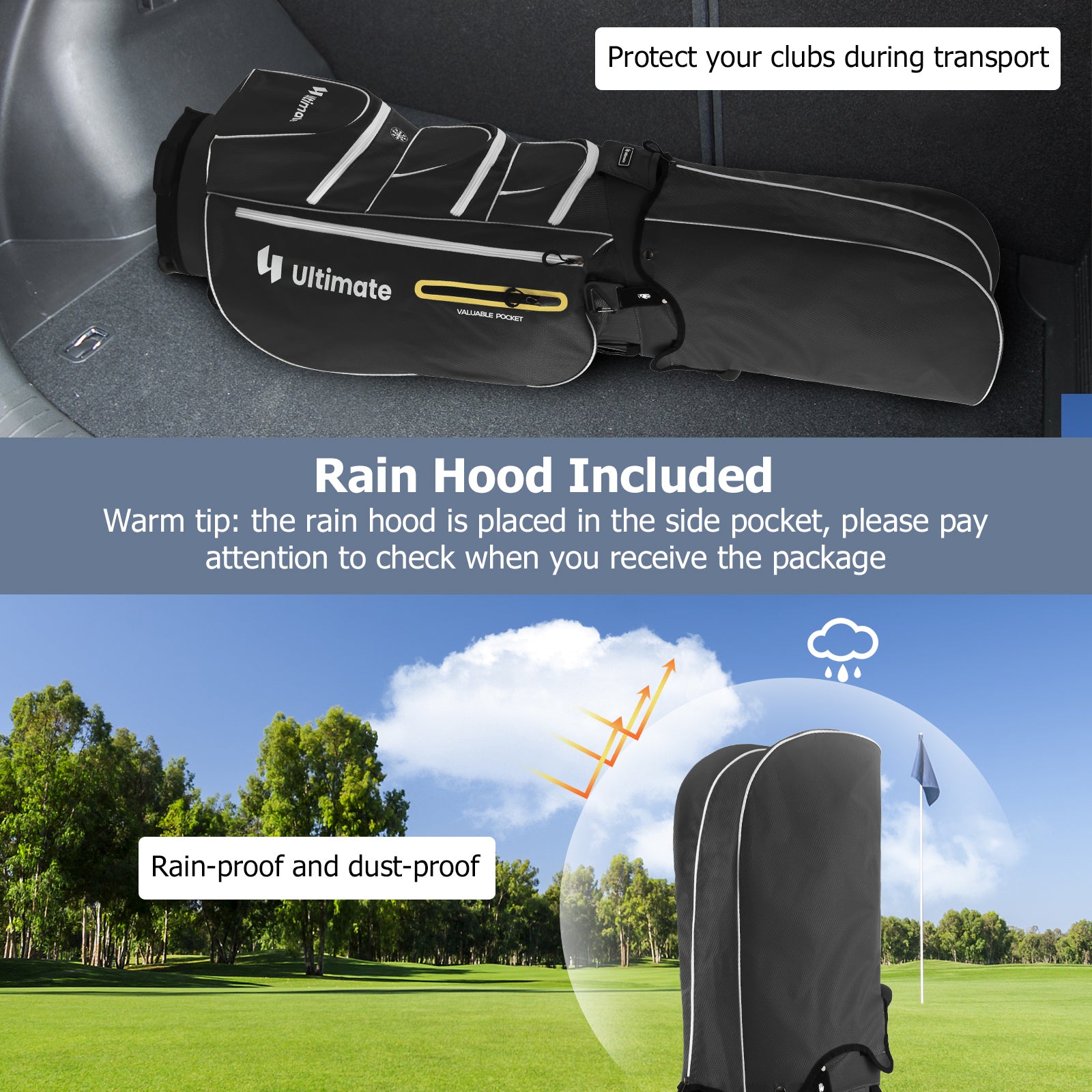 9.5 Inch Lightweight Golf Cart Bag with 15 Way Top Dividers, Black Golf at Gallery Canada