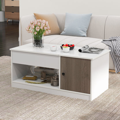 Table basse relevable avec rangement, blanche