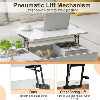 Table basse relevable avec rangement, blanche