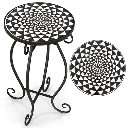 Petit support de plantes, plateau de table en céramique résistant aux intempéries, noir et blanc