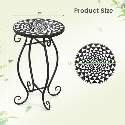 Petit support de plantes, plateau de table en céramique résistant aux intempéries, noir et blanc
