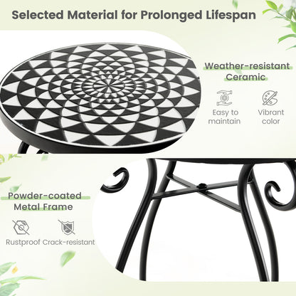 Petit support de plantes, plateau de table en céramique résistant aux intempéries, noir et blanc