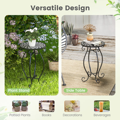 Petit support de plantes, plateau de table en céramique résistant aux intempéries, noir et blanc