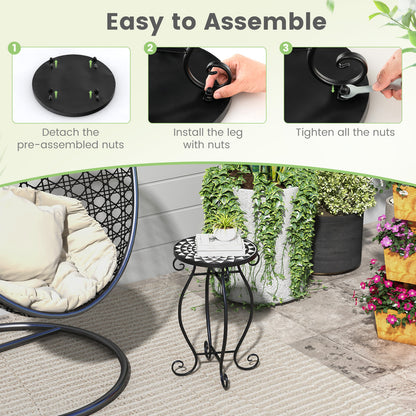 Petit support de plantes, plateau de table en céramique résistant aux intempéries, noir et blanc